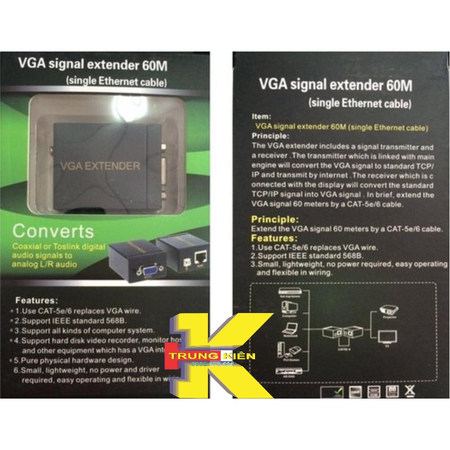 Nối dài cáp VGA to Lan 60 mét