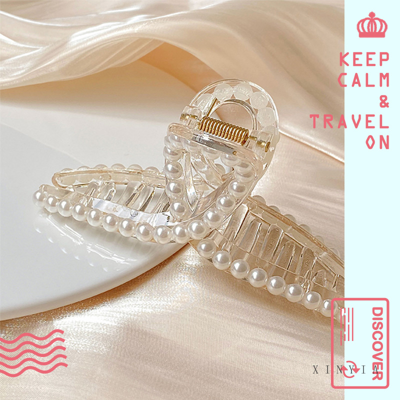 Kẹp tóc kim loại đính ngọc trai nhân tạo phong cách sang trọng cho nữ