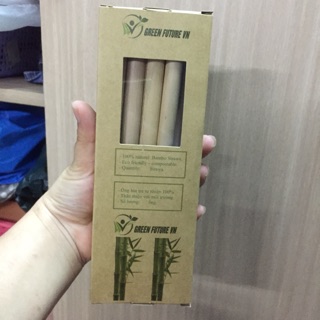Set 10 ống hút tre và cọ rửa ống hút