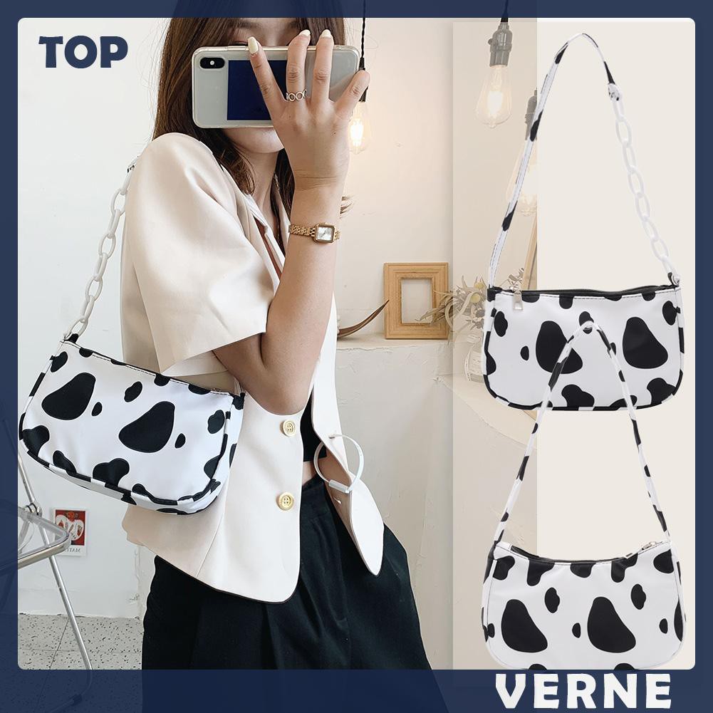 Túi Xách Nữ Đeo Vai In Hình Bò Sữa