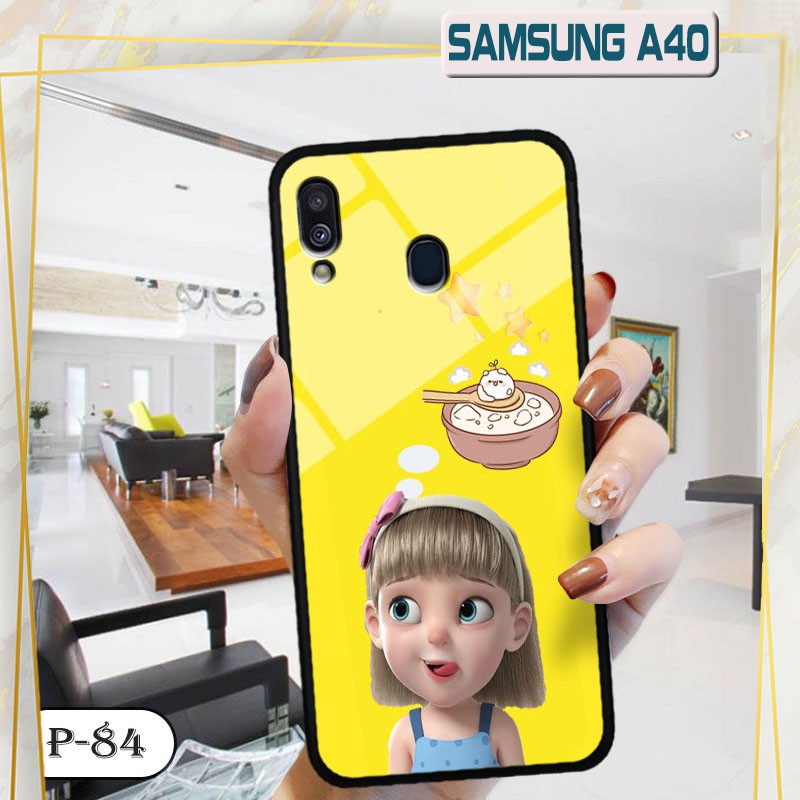 Ốp lưng kính 3D Samsung A40- hình cute