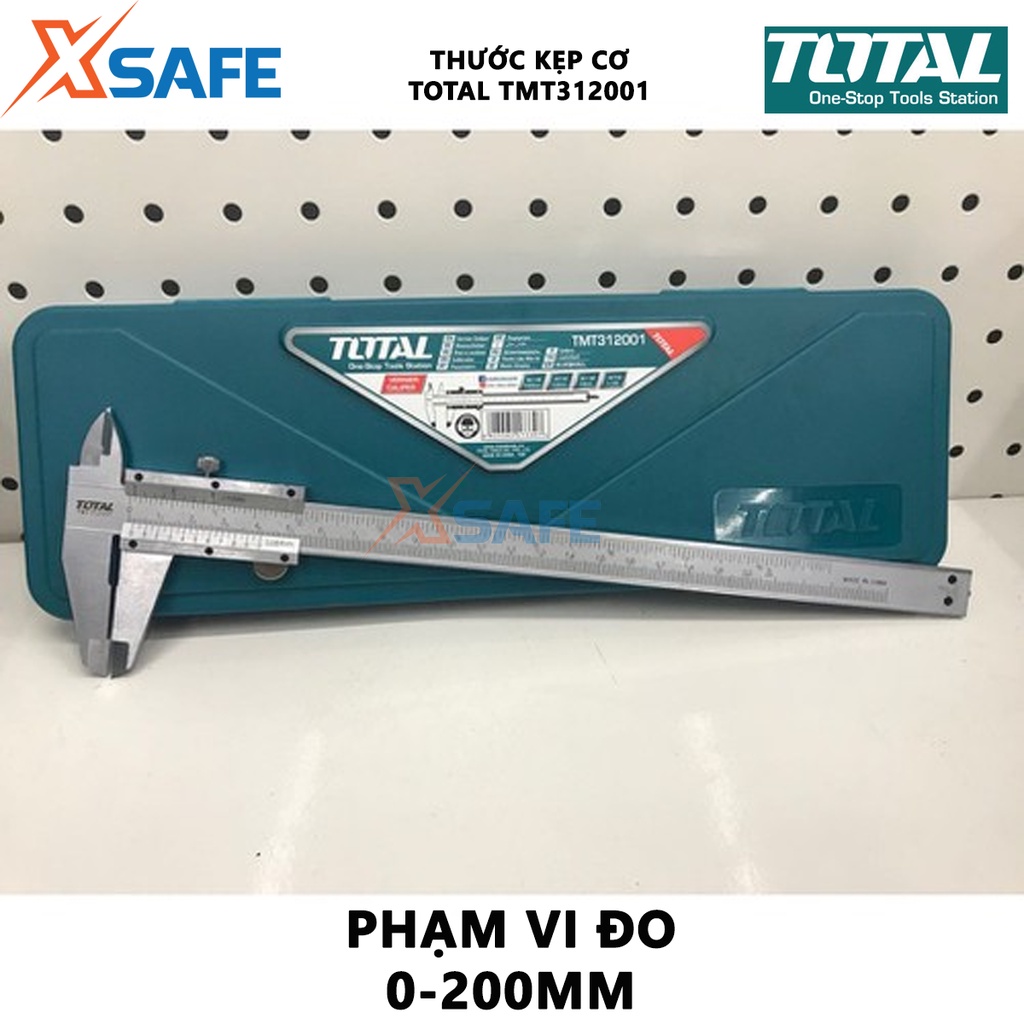 Thước kẹp cơ 200mm TOTAL TMT312001 chất liệu thép carbon, đóng gói bằng hộp nhựa - [XSAFE]