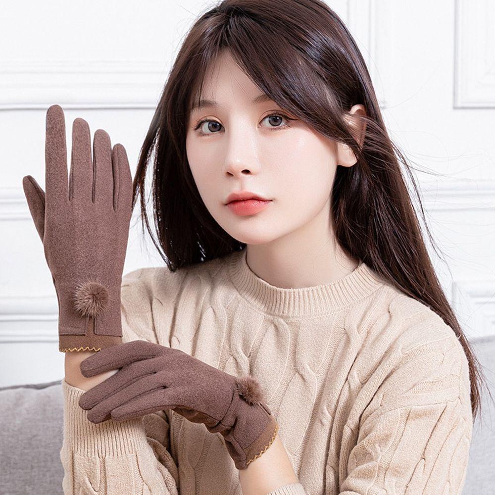 Găng Tay Da Lộn Mềm Giữ Ấm Cảm Ứng Màn Hình Cho Nữ