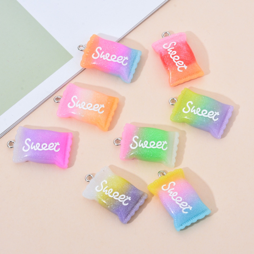 Set 10 Mặt Dây Chuyền Bằng Nhựa Màu Sắc Ngọt Ngào