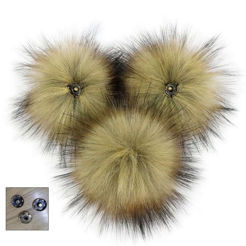 Set 3 Quả Cầu Lông Giả Trang Trí Mũ Len