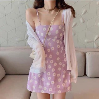 Đầm hoa tím hai dây