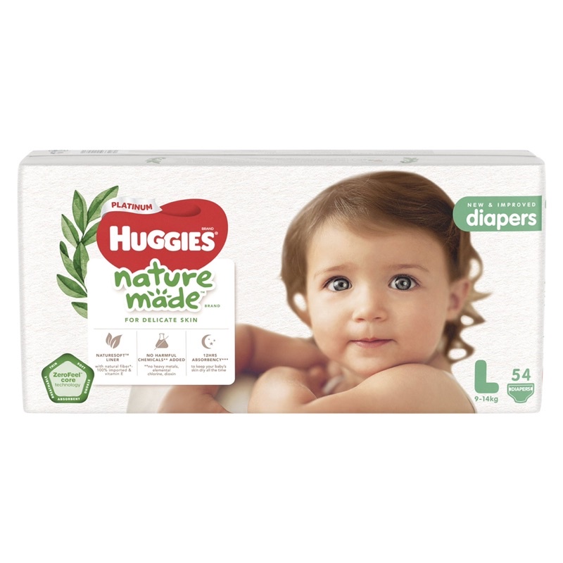 TẢ/BỈM DÁN/QUẦN HUGGIES PLATINUM NATURE MADE NB60 /S82/M58/L44/XL38/XXL26