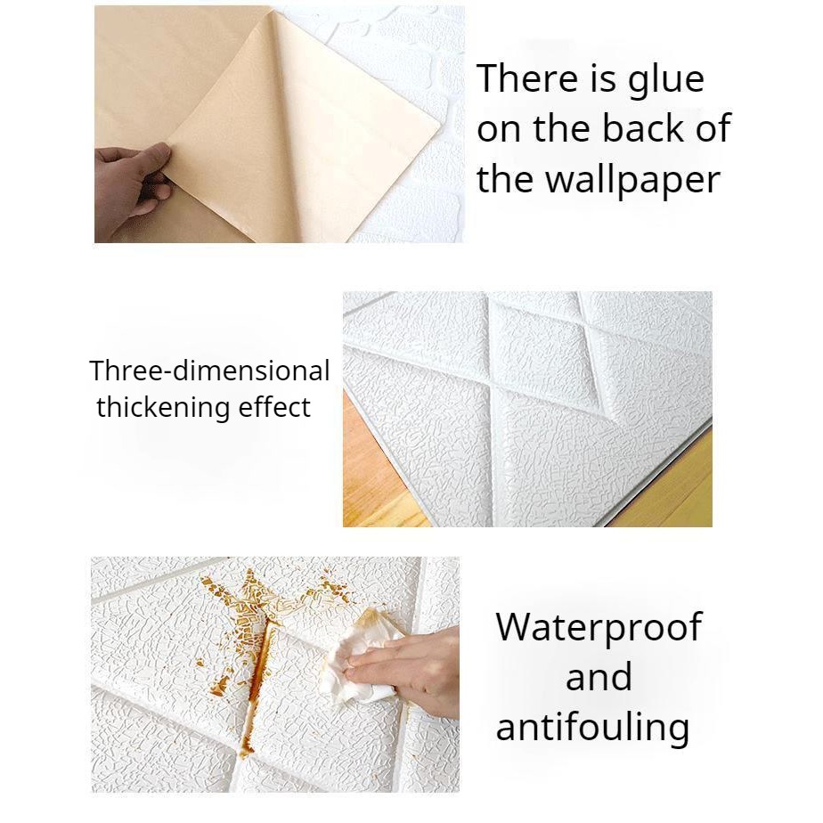 Miếng giấy dán tường làm nền trang trí 3D mềm mại chống va đập tiện lợi | BigBuy360 - bigbuy360.vn