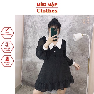 Đầm chấm bi vintage cổ peter bigsize phong cách cổ điển, đầm tiểu thư tay phồng chiffont 2 lớp