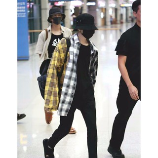 CÓ SẴN ÁO SƠ MI KẺ PHỐI MÀU SUGA BTS