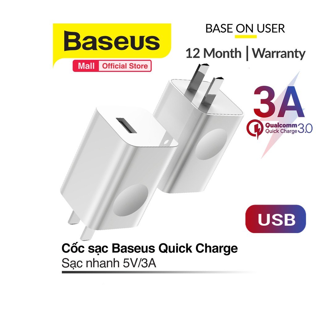 Cốc sạc Baseus Quick Charge Sạc nhanh 5V/3A cổng USB cho Smart phone - Table