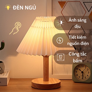 Đèn Ngủ, Đèn Ngủ Thân Gỗ Để Bàn Ánh Sáng Vàng Phong Cách Deroc Hiện Đại ATILA SHOP