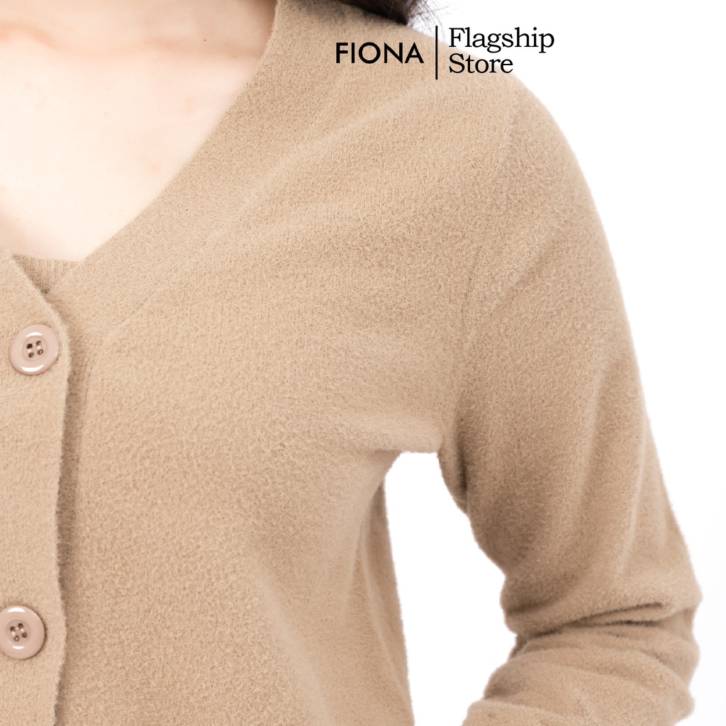 Áo khoác len dáng ngắn, mở cúc thân trước FIONA, áo khoác len nữ trẻ trung, kèm áo 2 dây mã F851421
