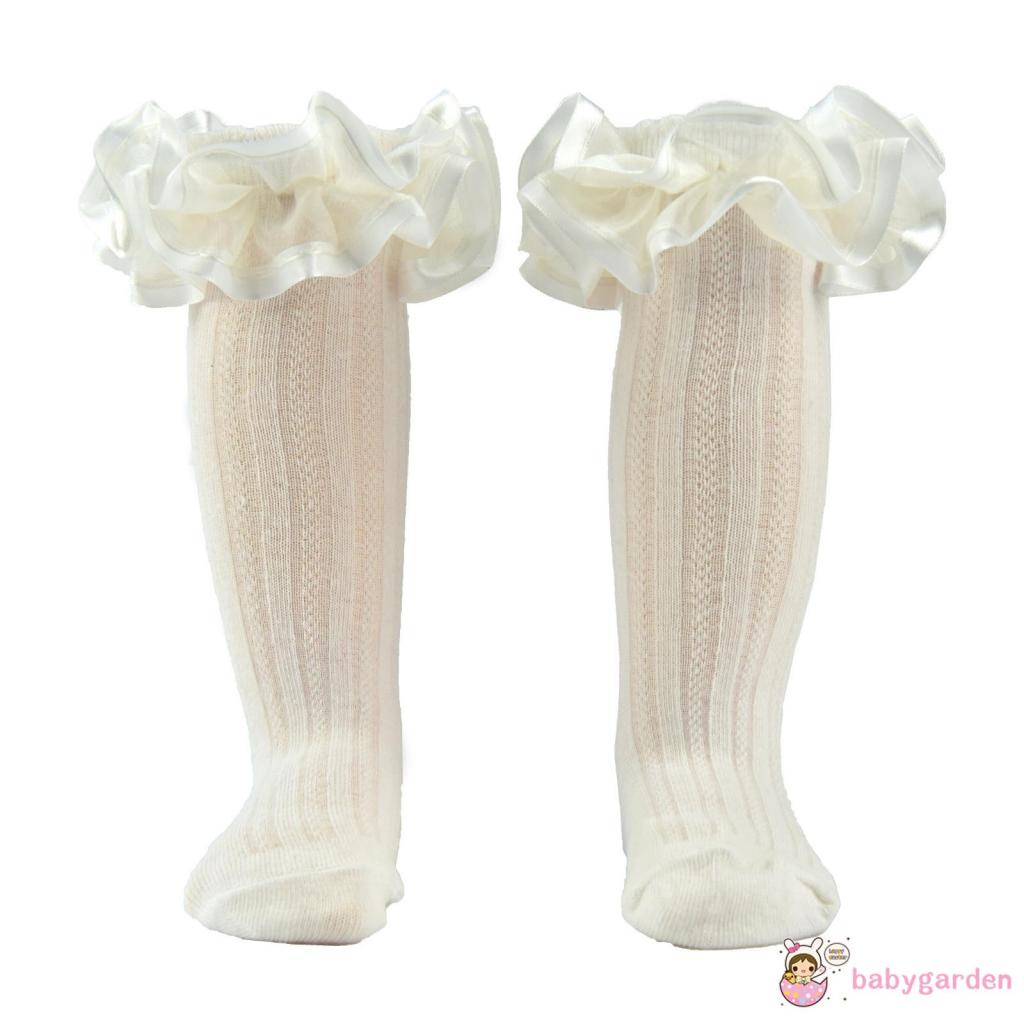 Vớ Cổ Cao Bằng Len Phối Ren Thoáng Khí Chống Trượt Thời Trang Xuân Hè Cho Bé Gái 0-3 Tuổi