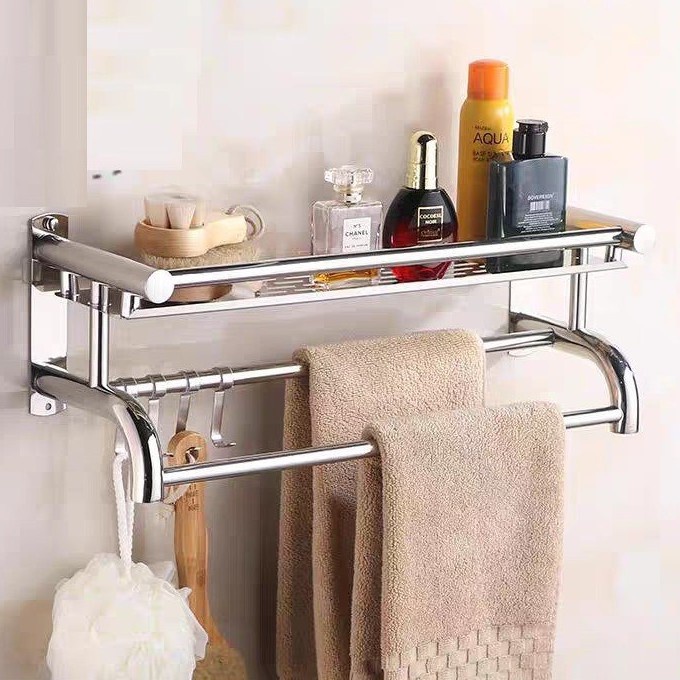 Giá treo khăn 2 tầng chất liệu inox 304 siêu đẹp, giúp nhà tắm gọn gàng hơn