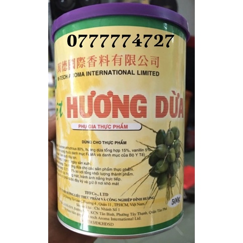 bột hương dừa màu vàng lon nửa ký - bột hương dừa hiệu trái dừa