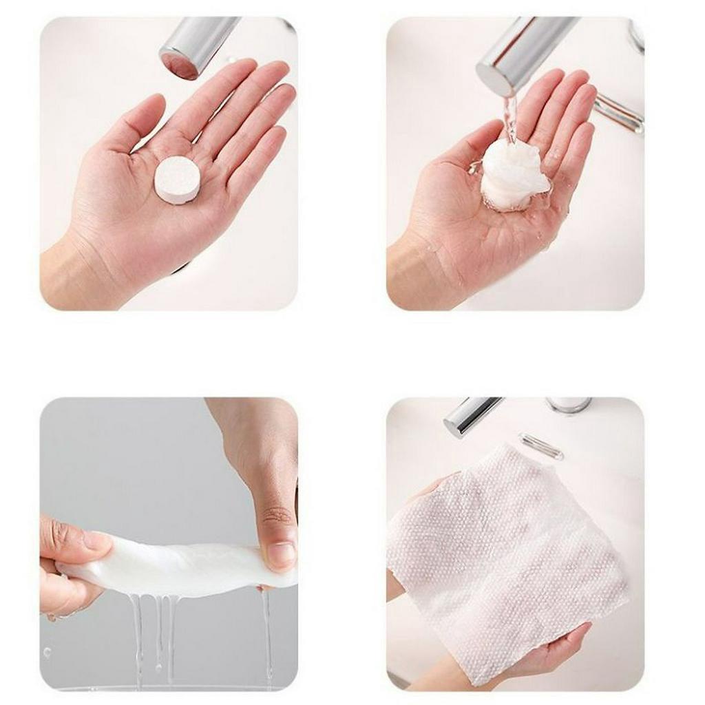 Túi 20 Khăn Lau Mặt Dạng Nén Bằng Vải Không Dệt Sử Dụng Một Lần Tiện Lợi Du Lịch