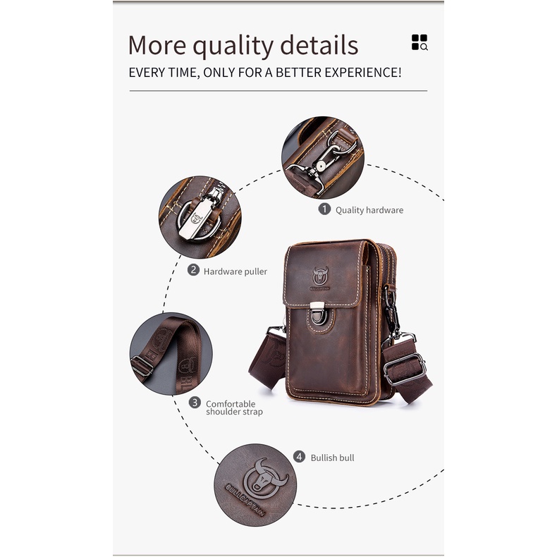 Túi đeo chéo ngực/ đeo eo chất liệu da ngựa thời trang dành cho nam