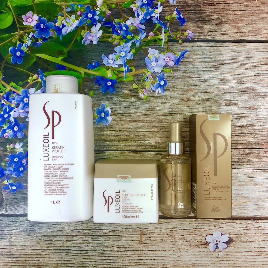 Dầu gội, dầu xả, hấp dầu, tinh dầu và xịt dưỡng Sp Luxeoil Keratin Protect 1000ml dành cho tóc khô xơ, hư tổn