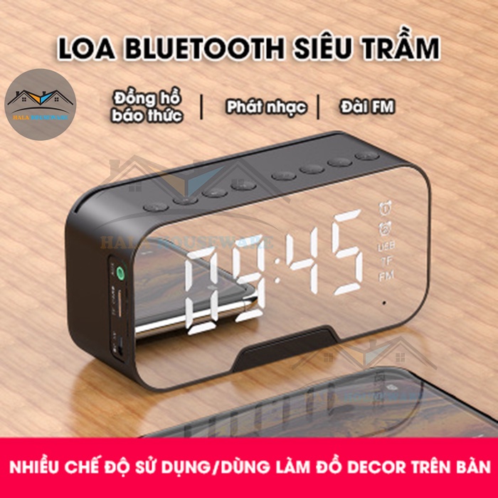 Loa Bluetooth Mini G5 Cao Cấp, Kiêm Đồng Hồ Báo Thức ,Radio FM, Màn Hình Tráng Gương Hiển Thị LED Siêu Sáng