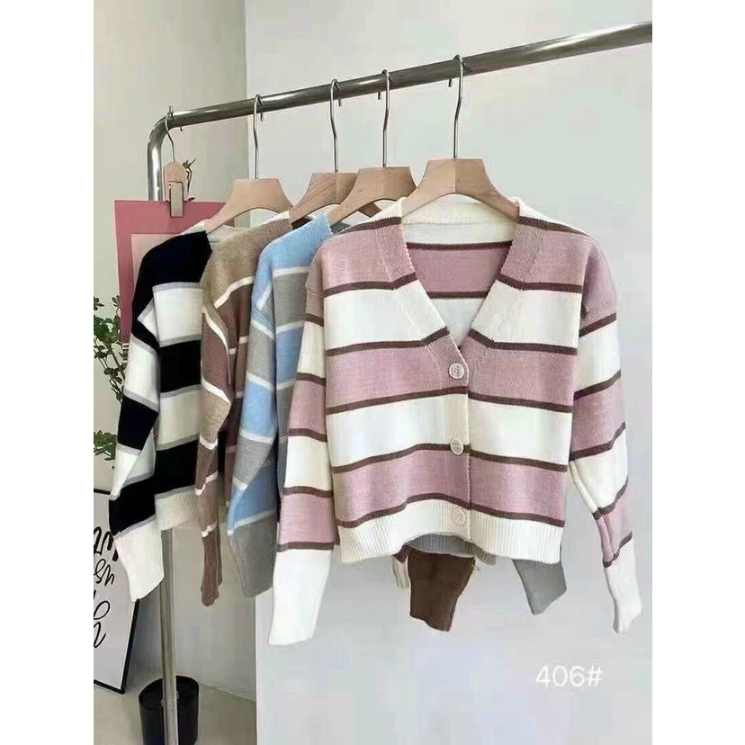 ⚡️BÁN SỈ⚡️Áo len Quảng Châu 3 màu kẻ ngang có cúc