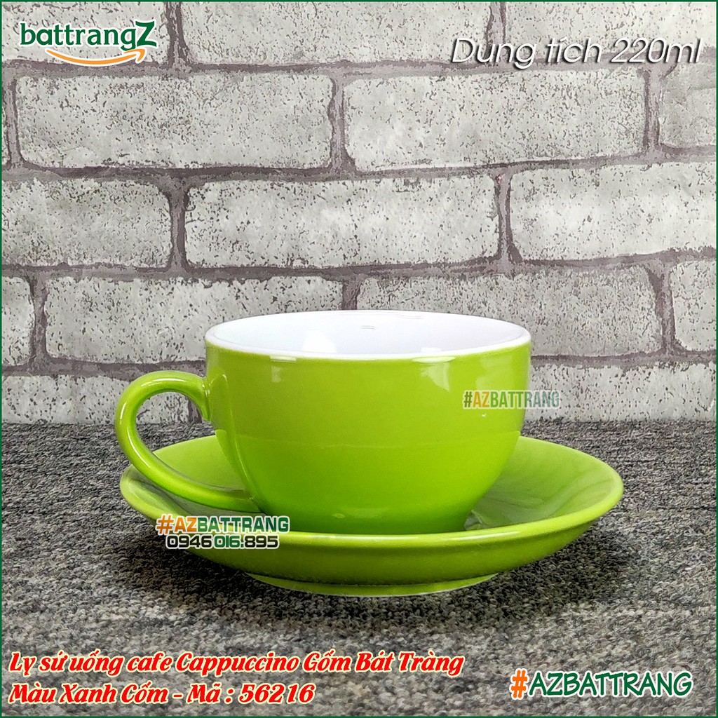 Ly sứ uống cafe Cappuccino màu Xanh Cốm Gốm Bát Tràng