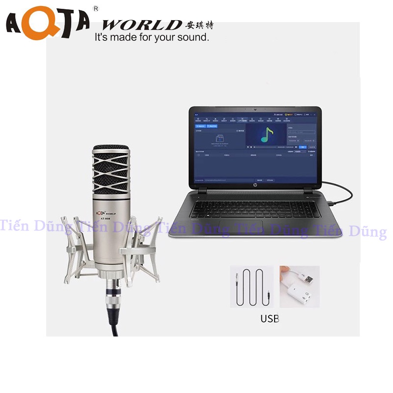 Mic thu âm Aqta AT808 chạy nguồn 5v dùng cho các sound card thu âm chuyên để ghi âm , karaoke, livestream BH 6 tháng