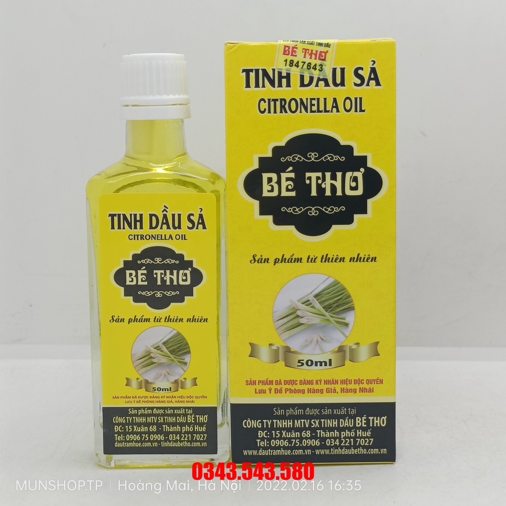 Tinh dầu Bé Thơ chai 50ml (đủ loại) - Sản phẩm từ thiên nhiên