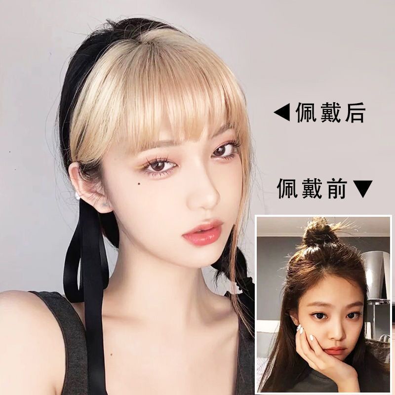 Bộ Tóc Giả Ngắn Mái Ngang Màu Vàng Thời Trang Cho Nữ