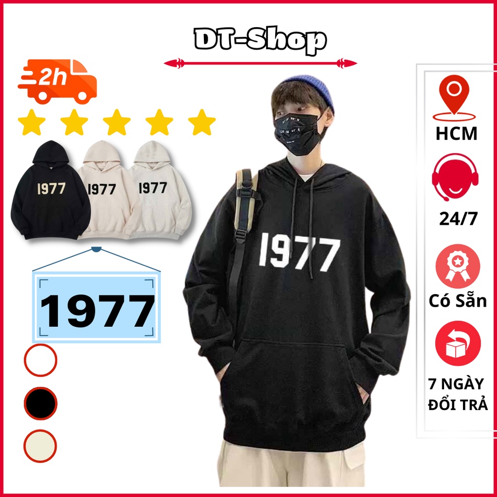 Áo hoodie 1977 chất nỉ poli dày đẹp đủ size nam nữ 35-75kg thời trang DT-SHOP