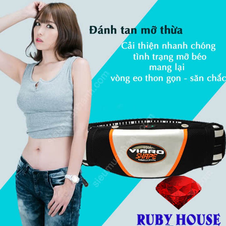 [BH 1 đổi 1]Đai rung nóng Vibro Shape CHÍNH HÃNG, Đai massage giảm mỡ toàn thân HIỆU QUẢ NHANH-Ruby House