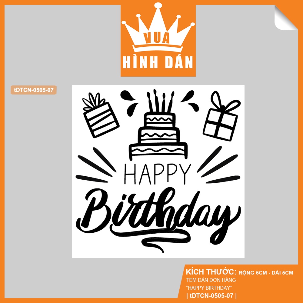 Set 50/100 sticker HAPPY BIRTHDAY  - nhãn dán lên hộp quà, gói quà hoặc túi đựng sản phẩm, kiện hàng )
