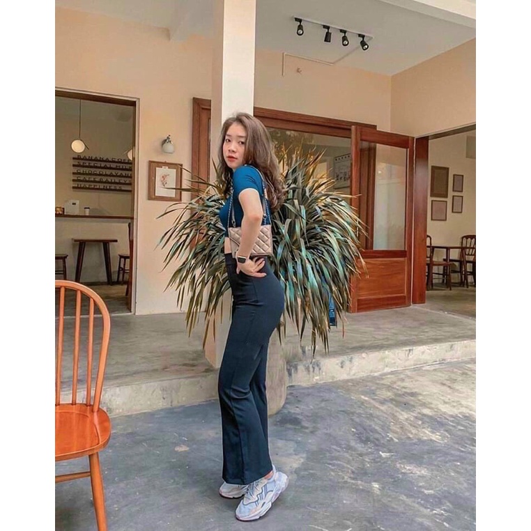 Quần loe vải 1 khuy