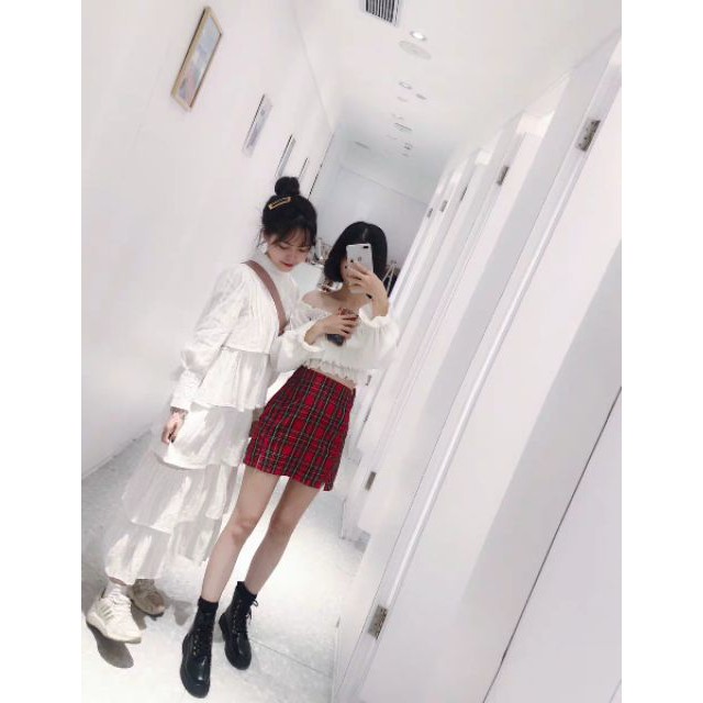 (Sẵn) Chân váy đỏ caro xanh dáng bút chì ngắn trẻ trung hot insta (sẵn ib) | BigBuy360 - bigbuy360.vn