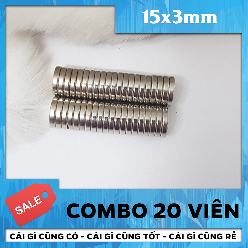 (Nguyên Liệu Phụ) Nam Châm Vĩnh Cửu Hình Tròn D15X3mm - Combo 20 Viên