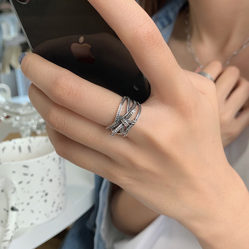Nhẫn Đeo Tay Nhiều Lớp Màu Bạc Hình Nơ Phong Cách Punk Cổ Điển Thời Trang Cho Nam Và Nữ
