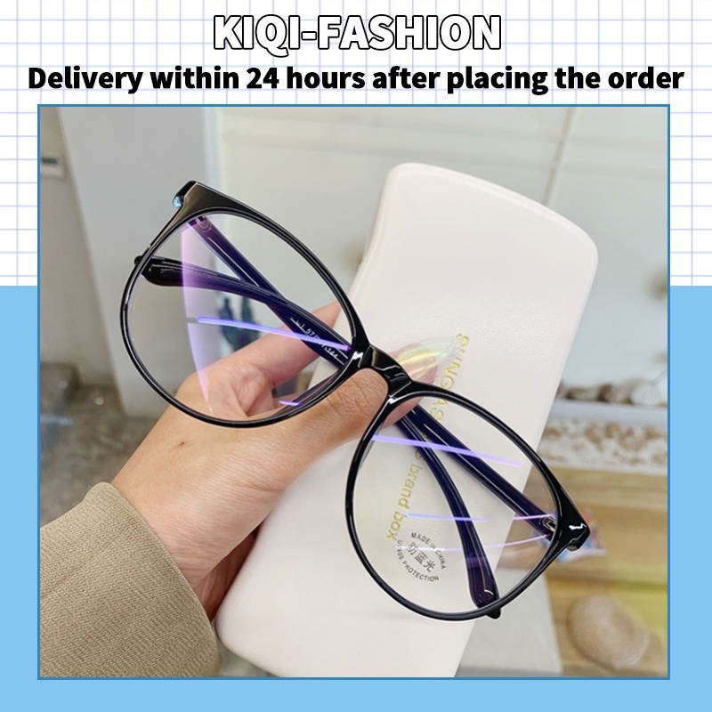 (KIQI-FASHION) COD Mắt Kính Chống Bức Xạ Tròng Trong Suốt Tròng Trong Chống Ánh Sáng Xanh Cho Nữ
