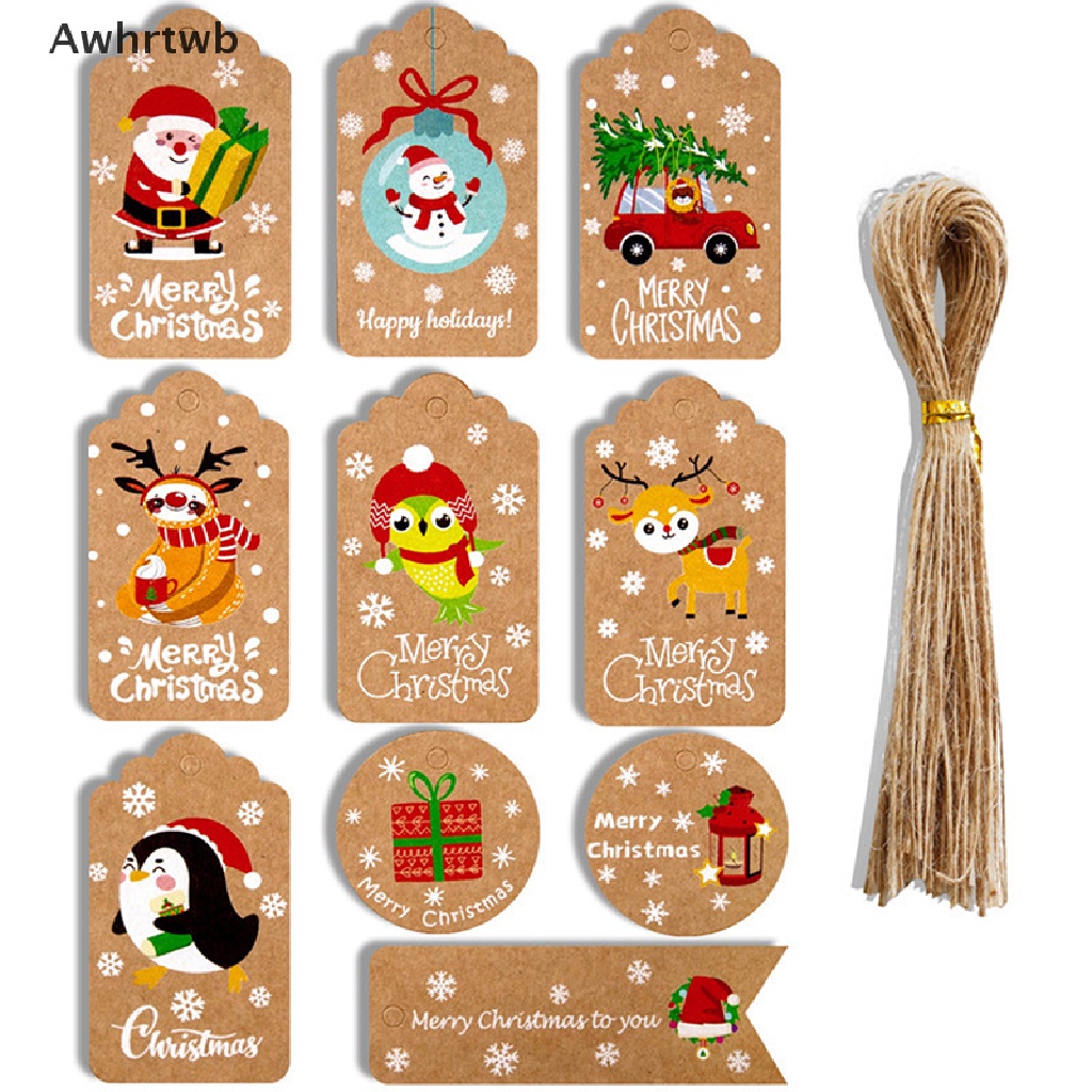 Set 50 Thẻ Giấy Kraft Trang Trí Giáng Sinh DIY