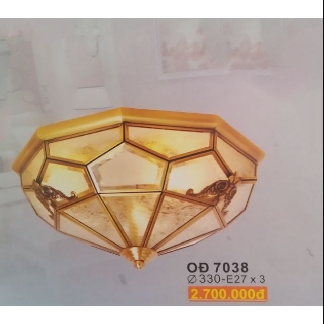 Đèn Ốp Trần Bằng Đồng Nguyên Chất 100% (Mã SP OĐ 7038)