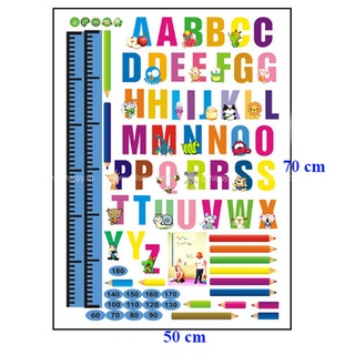 Decal dán tường đo chiều cao chữ cái