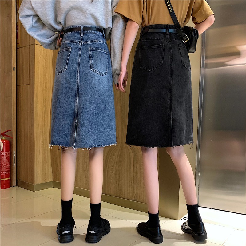 Chân váy jean SUXI dáng chữ A lưng cao màu sắc đơn giản thời trang xuân hè dành cho nữ