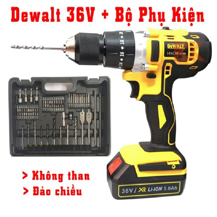 [TẶNG phụ kiện 70 chi tiết] MÁY KHOAN PIN DEWALT 36V 2 PIN 3 Chế Độ Có Búa Made In USA lõi đồng