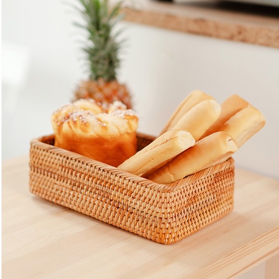 Giỏ mây tre đan thủ công Việt Nam BAMBOOO ECO đựng bánh kẹo hoa quả khăn tắm trang trí trong nhà bếp phòng khách