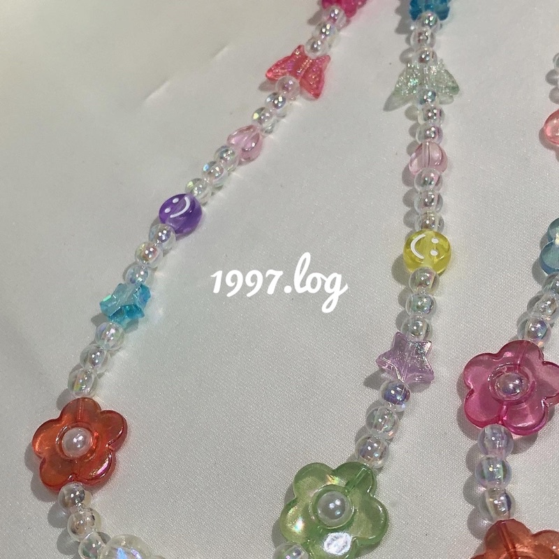 Vòng cổ hạt tròn trong hoạ tiết Hoa/Nơ/Mặt cười/Gấu phong cách Hàn Quốc