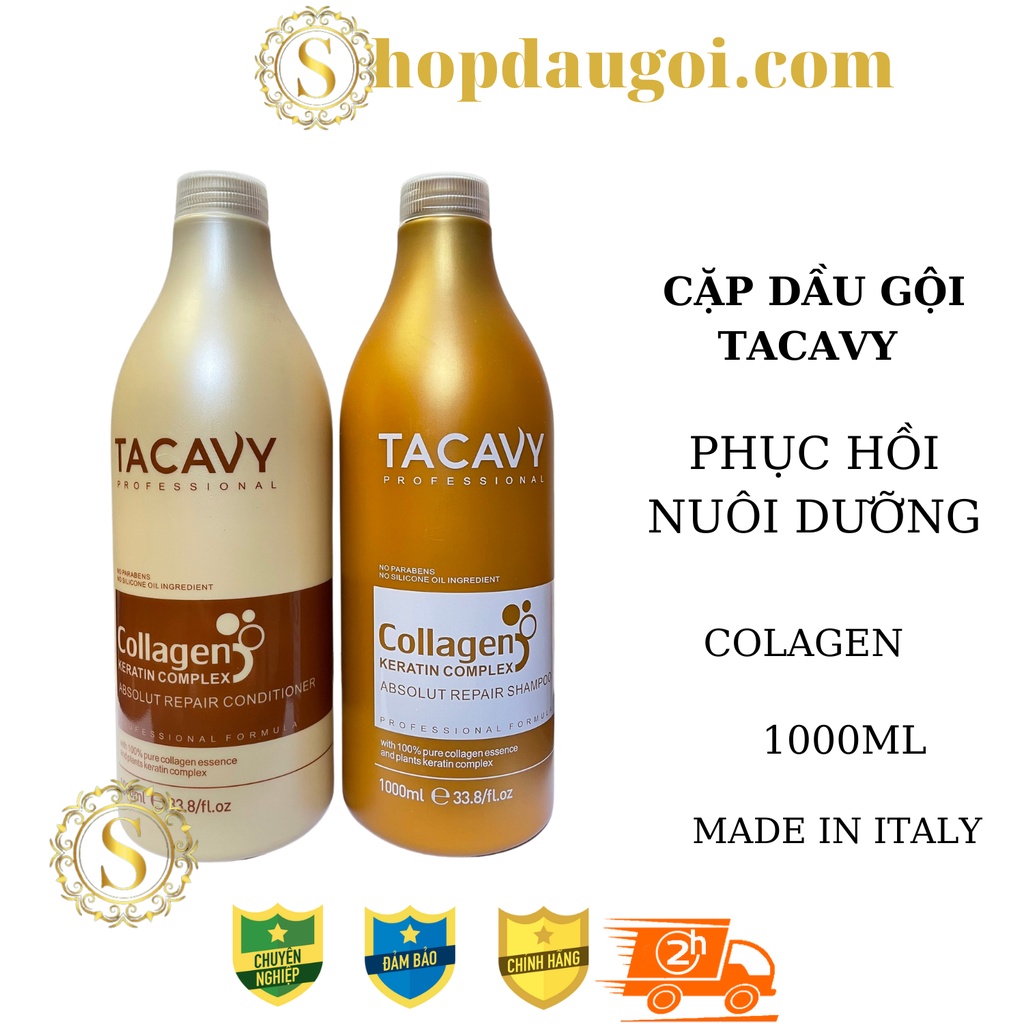 Cặp Dầu Gội Xả TACAVY 1000ml | Giảm Gãy Rụng, Phục Hồi Tóc Hư Tổn, Khô Xơ | Hàng Chính Hãng