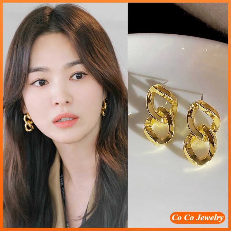 Bông Tai Hợp Kim Mạ Bạc 925 Kiểu Dáng Đơn Giản Thời Trang