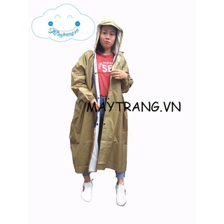 Áo mưa măng tô nữ thời trang màu vàng quốc phòng