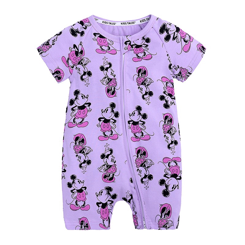 Áo liền quần tay ngắn in hình chuột Mickey đáng yêu cho bé