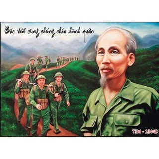 tranh Lụa dán tường 3d tranh hình ảnh Bác Hồ kt 1m2 x 0.8m