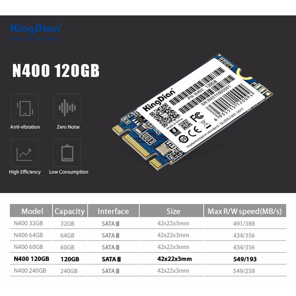 Ổ CỨNG SSD M2 SATA 3 NGFF (2242) KINGDIAN N400 (120GB / 240GB) TỐC ĐỘ CAO | BigBuy360 - bigbuy360.vn